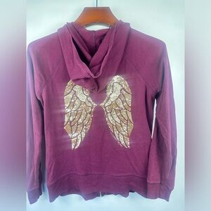 Victoria's‎ Secret Purple Gold Sequin Angel Wing Embellished Full Zip Hoodie L